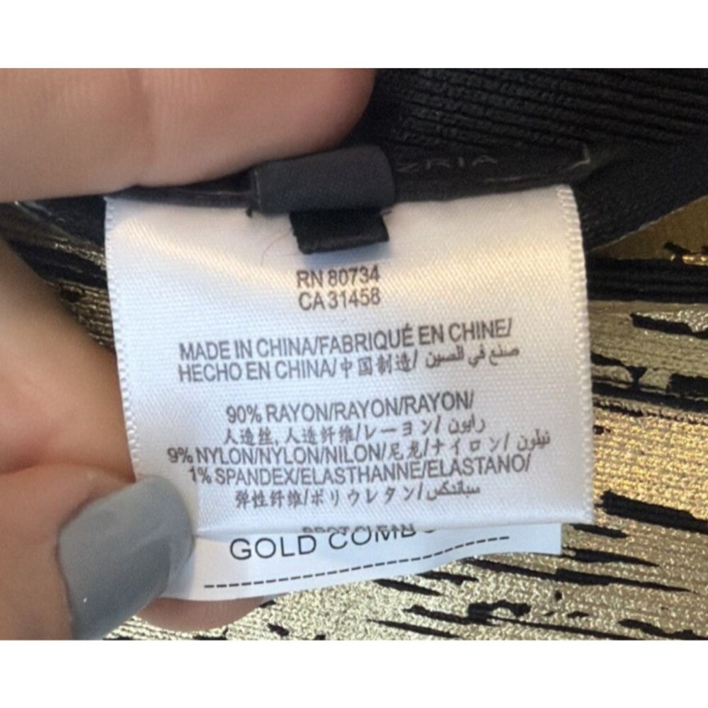 BCBG MaxAzria SILVIE Gold Foil Bandage Skirt S Metallic Y2K Bodycon Shimmer - Picture 6 of 7